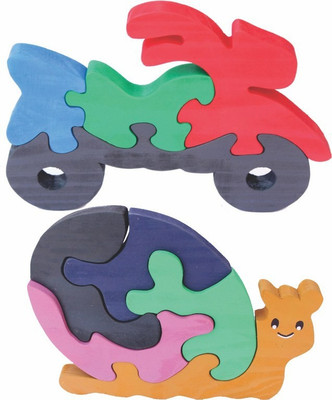 

Enigmatic Woodworks Wooden Jigsaw Puzzle Bike + Smiling Snail(2 Pieces)