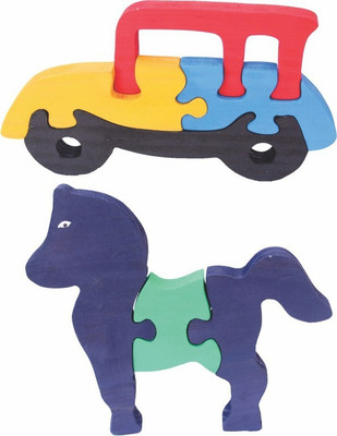 

Enigmatic Woodworks Wooden Jigsaw Puzzle Car + Horse(2 Pieces)