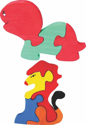 

Enigmatic Woodworks Wooden Jigsaw Puzzle Baby Tortoise + Lion(2 Pieces)
