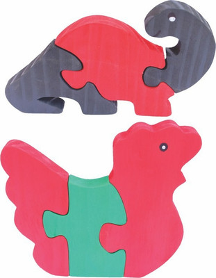

Enigmatic Woodworks Wooden Jigsaw Puzzle Dinosaur (CN) + Hen(2 Pieces)