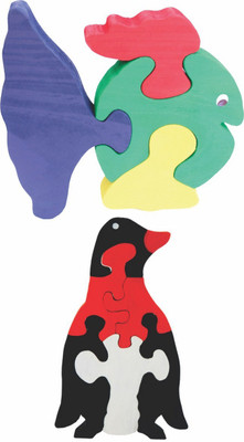 

Enigmatic Woodworks Wooden Jigsaw Puzzle Curvy Fish + Penguin(2 Pieces)