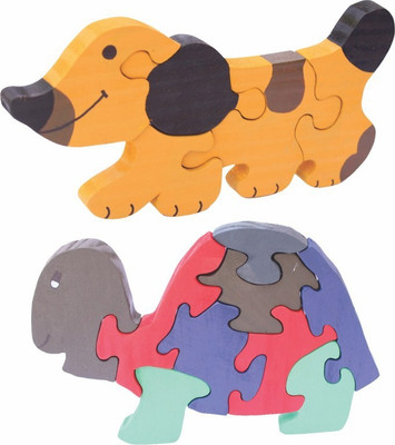 

Enigmatic Woodworks Wooden Jigsaw Puzzle Dog + Tortoise(2 Pieces)