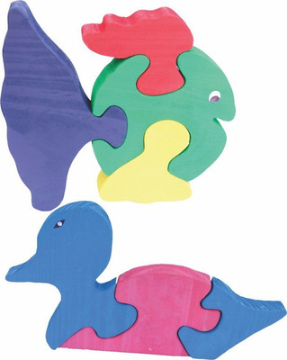 

Enigmatic Woodworks Wooden Jigsaw Puzzle Curvy Fish + Duck(2 Pieces)