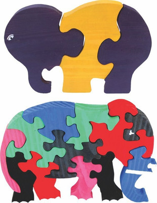 Enigmatic Woodworks Wooden Jigsaw Puzzle Baby Elephant + Elephant(2 Pieces)