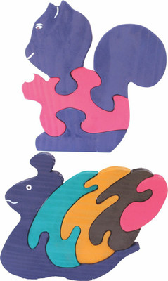 

Enigmatic Woodworks Wooden Jigsaw Puzzle Baby Squirrel + Pony Snail(2 Pieces)