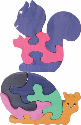 

Enigmatic Woodworks Wooden Jigsaw Puzzle Baby Squirrel + Smiling Snail(2 Pieces)