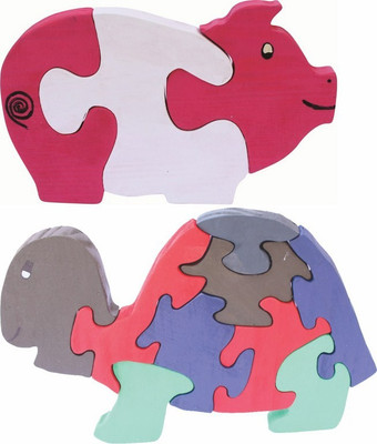 

Enigmatic Woodworks Wooden Jigsaw Puzzle Pig + Tortoise(2 Pieces)