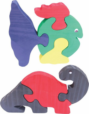 

Enigmatic Woodworks Wooden Jigsaw Puzzle Curvy Fish + Dinosaur (CN)(2 Pieces)