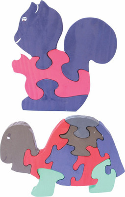 Enigmatic Woodworks Wooden Jigsaw Puzzle Baby Squirrel + Tortoise(2 Pieces)