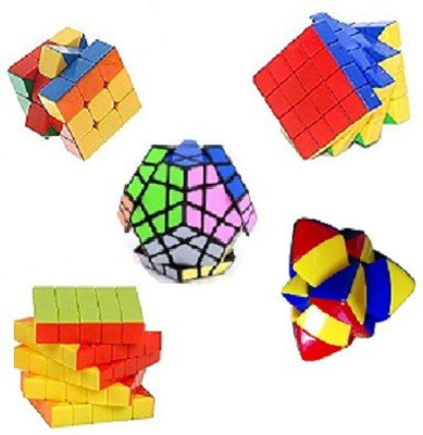 

Mayatra's Combo Of Master Pyramorphix ,3x3, 4x4 ,Shengshou Megaminx & 5x5 Stickerless Cube Magic Rubik Puzzle With A Free Cube Bag (5 Pcs)(5 Pieces)