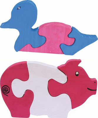 

Enigmatic Woodworks Wooden Jigsaw Puzzle Duck + Pig(2 Pieces)