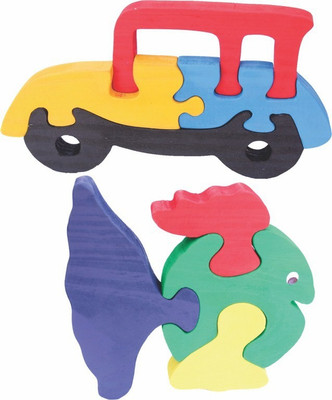 

Enigmatic Woodworks Wooden Jigsaw Puzzle Car + Curvy Fish(2 Pieces)