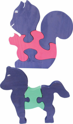 

Enigmatic Woodworks Wooden Jigsaw Puzzle Baby Squirrel + Horse(2 Pieces)