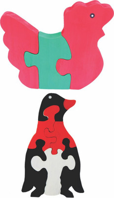 Enigmatic Woodworks Wooden Jigsaw Puzzle Hen + Penguin(2 Pieces)