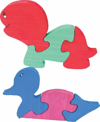 

Enigmatic Woodworks Wooden Jigsaw Puzzle Baby Tortoise + Duck(2 Pieces)