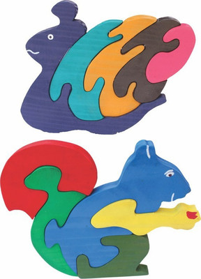 

Enigmatic Woodworks Wooden Jigsaw Puzzle Pony Snail + Squirrel(2 Pieces)