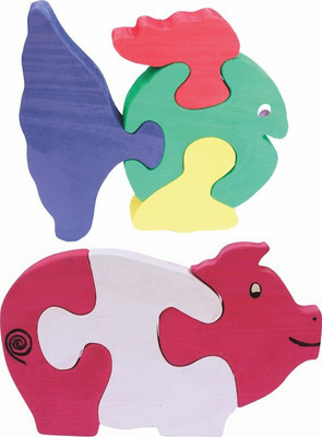 

Enigmatic Woodworks Wooden Jigsaw Puzzle Curvy Fish + Pig(2 Pieces)