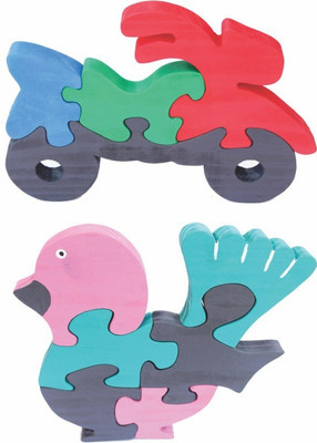 

Enigmatic Woodworks Wooden Jigsaw Puzzle Bike + Feather Bird(2 Pieces)