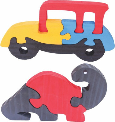 

Enigmatic Woodworks Wooden Jigsaw Puzzle Car + Dinosaur (CN)(2 Pieces)