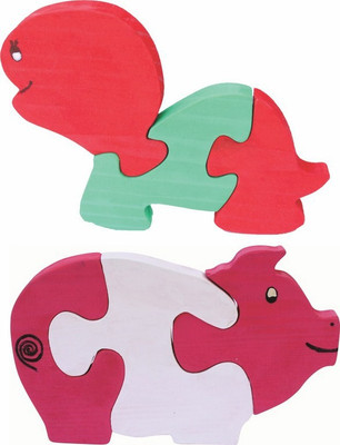 

Enigmatic Woodworks Wooden Jigsaw Puzzle Baby Tortoise + Pig(2 Pieces)