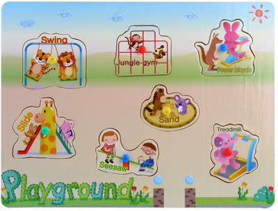 

Pigloo Wooden Knob Peg Puzzle - Playground Theme(7 Pieces)