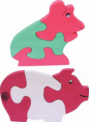 

Enigmatic Woodworks Wooden Jigsaw Puzzle Frog + Pig(2 Pieces)