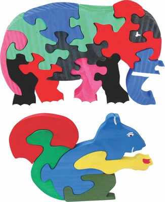 

Enigmatic Woodworks Wooden Jigsaw Puzzle Elephant + Squirrel(2 Pieces)