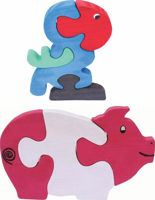 

Enigmatic Woodworks Wooden Jigsaw Puzzle Parrot + Pig(2 Pieces)