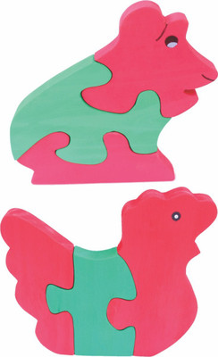 

Enigmatic Woodworks Wooden Jigsaw Puzzle Frog + Hen(2 Pieces)