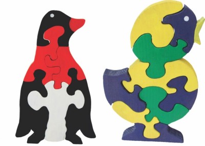 

Enigmatic Woodworks Wooden Jigsaw Puzzle Penguin + Singing Bird(2 Pieces)