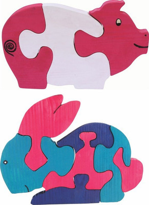 

Enigmatic Woodworks Wooden Jigsaw Puzzle Pig + Rabbit(2 Pieces)