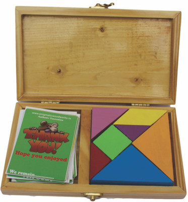 

Enigmatic Woodworks TANGRAM WITH FLASH CARDS IN WOODEN BOX(7 Pieces)