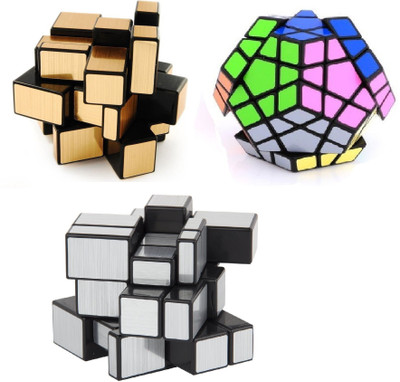

Mayatra's Combo Of Shengshou Megaminx Black & 3x3x3 Silver Mirror Speed Cube silver & gold(10 Pieces)