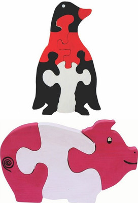 

Enigmatic Woodworks Wooden Jigsaw Puzzle Penguin + Pig(2 Pieces)