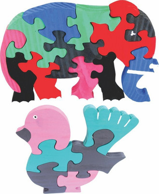 

Enigmatic Woodworks Wooden Jigsaw Puzzle Elephant + Feather Bird(2 Pieces)