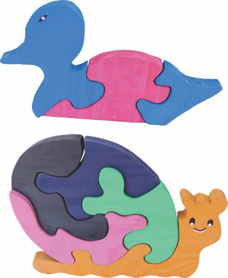 

Enigmatic Woodworks Wooden Jigsaw Puzzle Duck + Smiling Snail(2 Pieces)