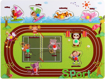 

Pigloo Wooden Knob Peg Puzzle - Sports Theme(10 Pieces)