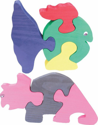 

Enigmatic Woodworks Wooden Jigsaw Puzzle Curvy Fish + Rhinoceros(2 Pieces)
