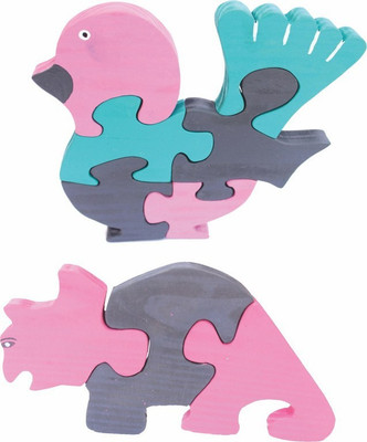 

Enigmatic Woodworks Wooden Jigsaw Puzzle Feather Bird + Rhinoceros(2 Pieces)