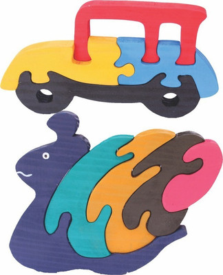 

Enigmatic Woodworks Wooden Jigsaw Puzzle Car + Pony Snail(2 Pieces)