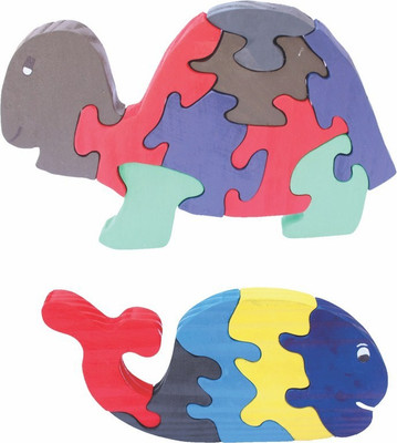 

Enigmatic Woodworks Wooden Jigsaw Puzzle Tortoise + Whale(2 Pieces)