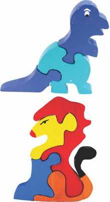 

Enigmatic Woodworks Wooden Jigsaw Puzzle Dinosaur + Lion(2 Pieces)