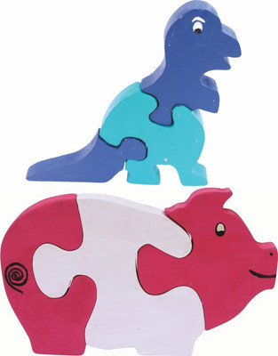 

Enigmatic Woodworks Wooden Jigsaw Puzzle Dinosaur + Pig(2 Pieces)