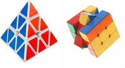 

Montez Pyraminx Speed White & Stickerless Magic Rubik 3x3x3 Cube -set of 2(2 Pieces)
