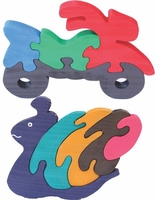 

Enigmatic Woodworks Wooden Jigsaw Puzzle Bike + Pony Snail(2 Pieces)