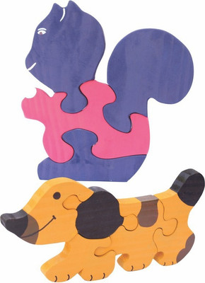 

Enigmatic Woodworks Wooden Jigsaw Puzzle Baby Squirrel + Dog(2 Pieces)