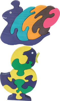 

Enigmatic Woodworks Wooden Jigsaw Puzzle Pony Snail + Singing Bird(2 Pieces)