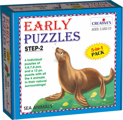 

Creatives Early Puzzles Step 2 – Sea Animals ( 5 in 1 pack for ages 3 & above)(4 Pieces)