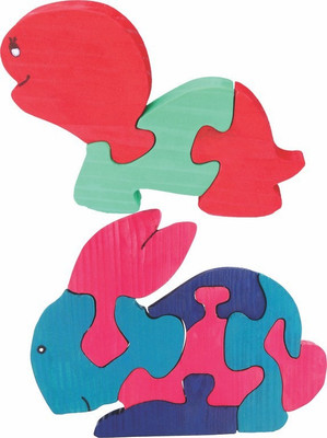 

Enigmatic Woodworks Wooden Jigsaw Puzzle Baby Tortoise + Rabbit(2 Pieces)