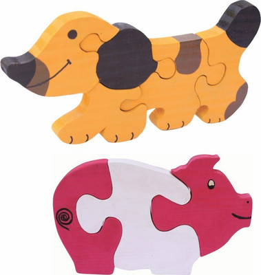 

Enigmatic Woodworks Wooden Jigsaw Puzzle Dog + Pig(2 Pieces)